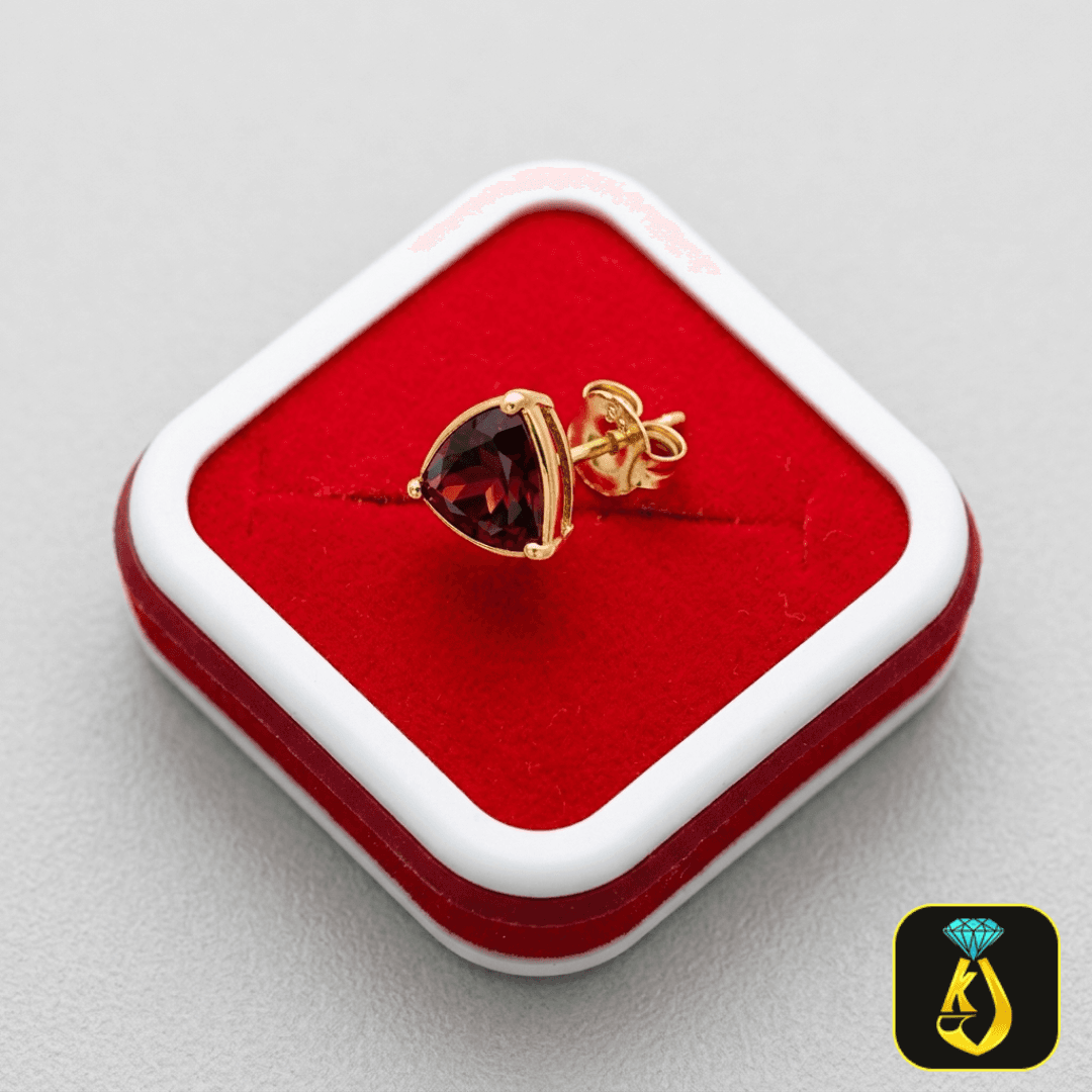 Red Garnet 22kt Gold Gents Earing